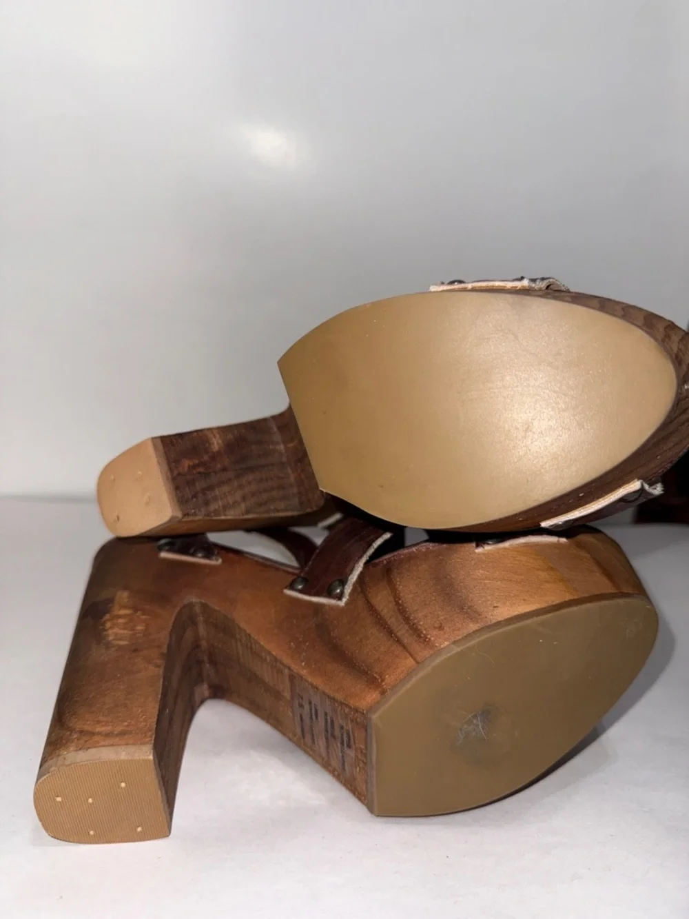 Bed|stu Madeline Leather Wooden Platform Sandal size 7.5